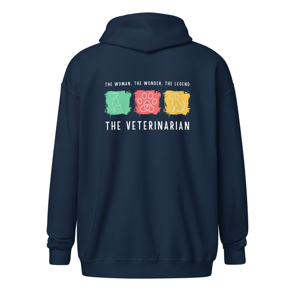 The woman, the wonder, the legend - the Veterinarian Unisex Zip Hoodie-I love Veterinary