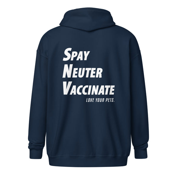 Spay, neuter, vaccinate! Love your pets Unisex zip hoodie-I love Veterinary