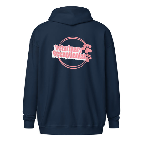Vet Receptionist circle two paws Unisex Zip Hoodie-I love Veterinary