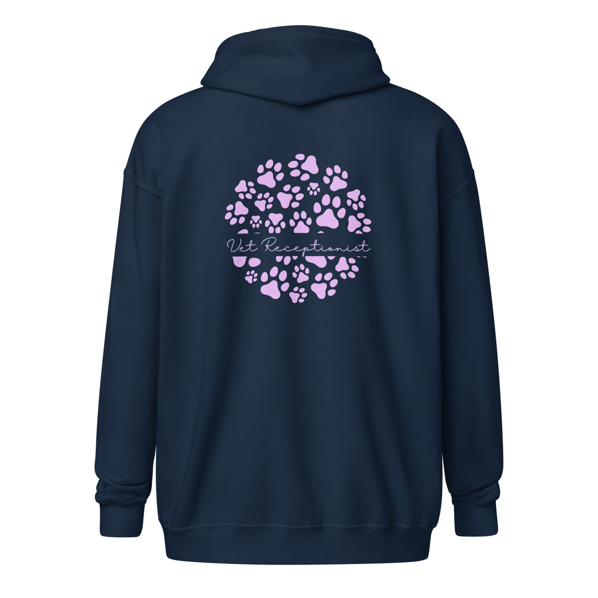 Vet Receptionist circle paws pattern Unisex Zip Hoodie-I love Veterinary