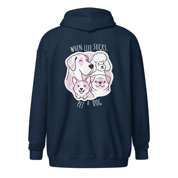 When life sucks pet a dog Unisex Zip Hoodie-I love Veterinary