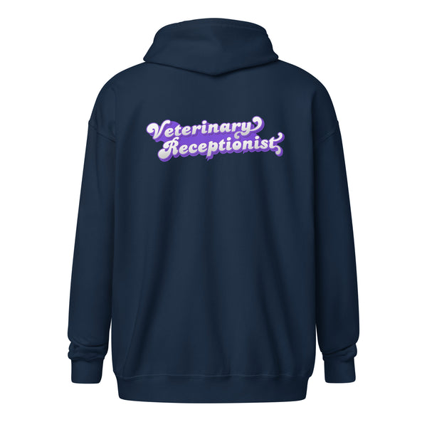 Veterinary Receptionist Unisex Zip Hoodie-I love Veterinary