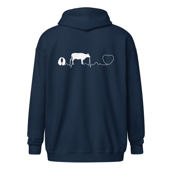Cow pulse Unisex Zip Hoodie