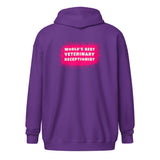 World's best veterinary receptionist color splash Unisex Zip Hoodie-I love Veterinary