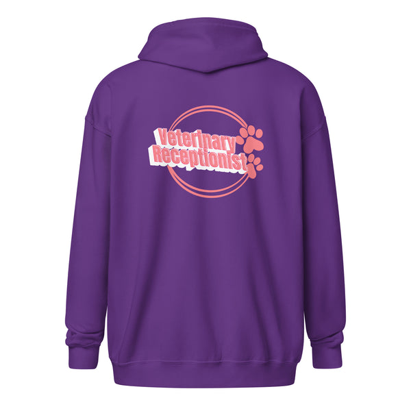 Vet Receptionist circle two paws Unisex Zip Hoodie-I love Veterinary