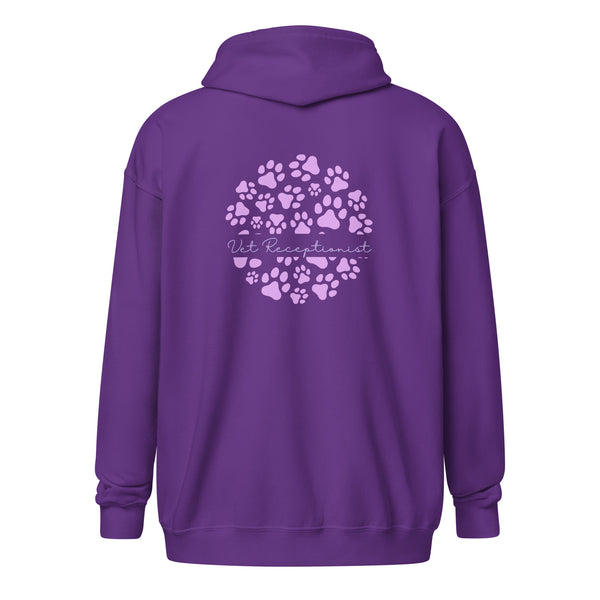 Vet Receptionist circle paws pattern Unisex Zip Hoodie-I love Veterinary