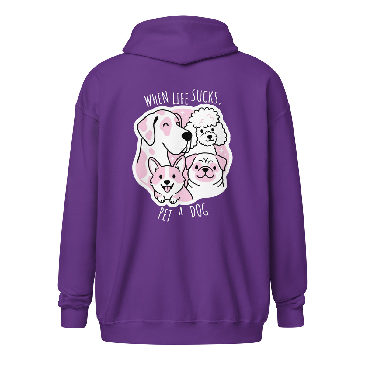 When life sucks pet a dog Unisex Zip Hoodie-I love Veterinary
