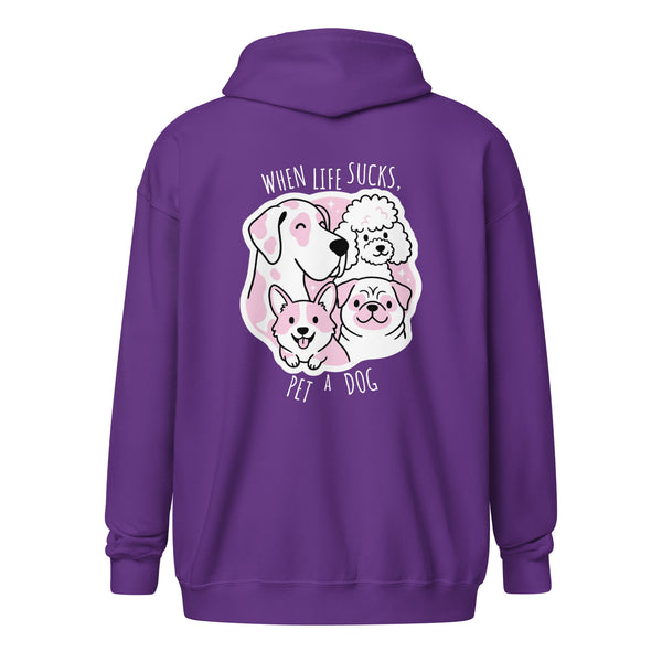 When life sucks pet a dog Unisex Zip Hoodie-I love Veterinary