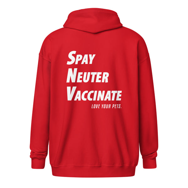 Spay, neuter, vaccinate! Love your pets Unisex zip hoodie-I love Veterinary