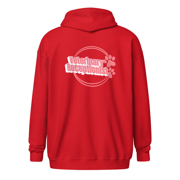 Vet Receptionist circle two paws Unisex Zip Hoodie-I love Veterinary