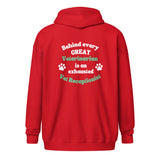Behind every great veterinarian is an exhausted vet receptionist Unisex Zip Hoodie-I love Veterinary