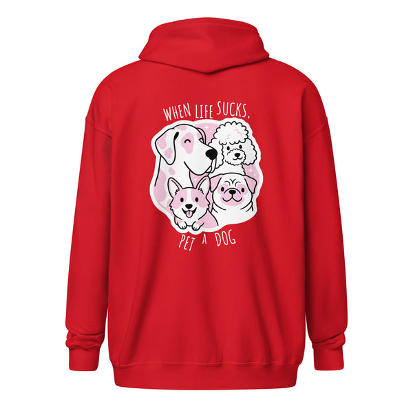 When life sucks pet a dog Unisex Zip Hoodie-I love Veterinary