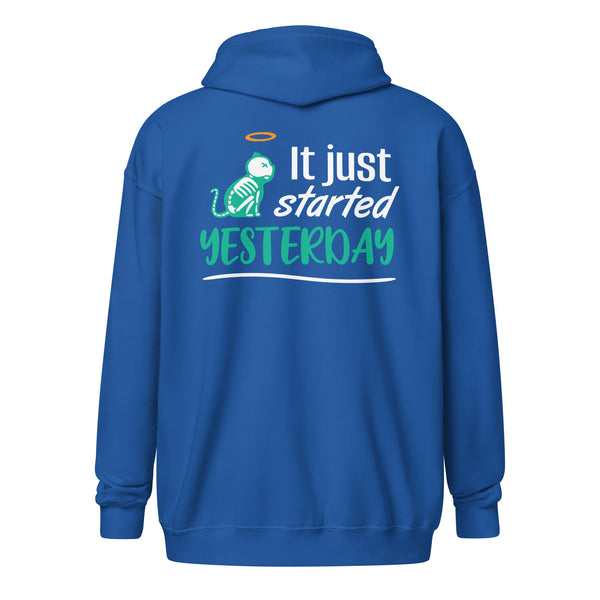 It just started yesterday Unisex heavy blend zip hoodie-Unisex Zip Hoodie | Gildan 18600-I love Veterinary