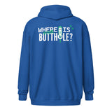 Where is your buthole Unisex heavy blend zip hoodie-Unisex Zip Hoodie | Gildan 18600-I love Veterinary