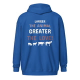 Larger the animal- Greater the love! Unisex Zip Hoodie-Unisex Zip Hoodie | Gildan 18600-I love Veterinary