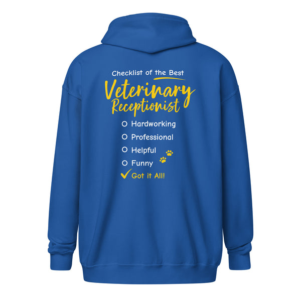 Veterinary Receptionist checklist Zip Hoodie-I love Veterinary