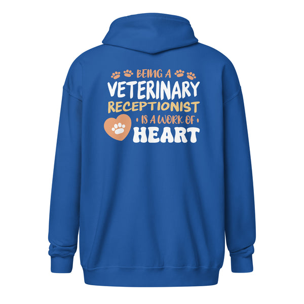 Veterinary receptionist work of heart Zip Hoodie-I love Veterinary