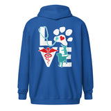 Personalize with your name - Love Dog and Cat Unisex heavy blend zip hoodie-Heavy Blend Adult Zip Hoodie | Gildan G18600-I love Veterinary