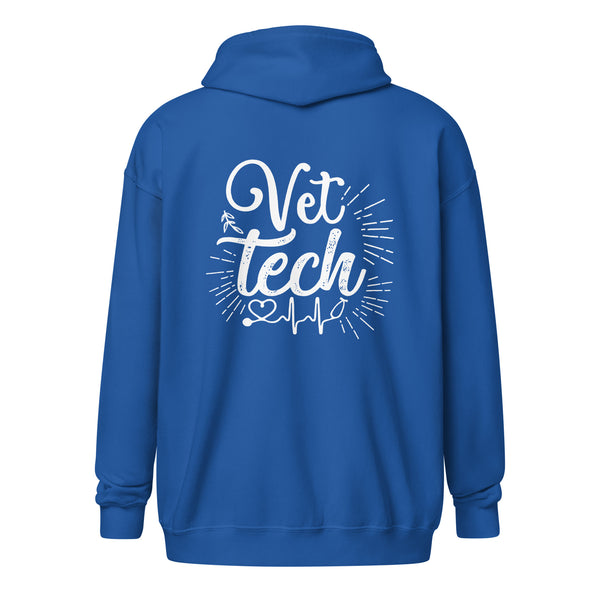 Vet Tech Stethoscope Pulse Unisex Zip Hoodie-I love Veterinary