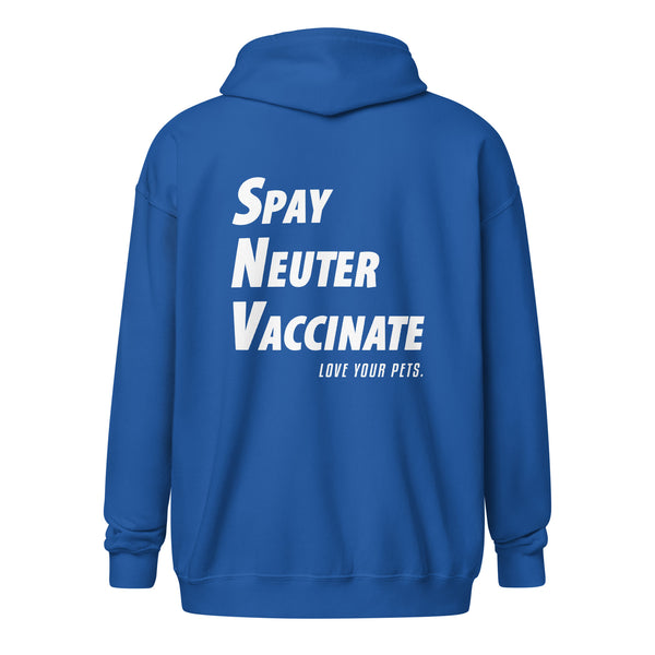 Spay, neuter, vaccinate! Love your pets Unisex zip hoodie-I love Veterinary