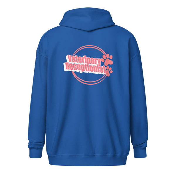 Vet Receptionist circle two paws Unisex Zip Hoodie-I love Veterinary