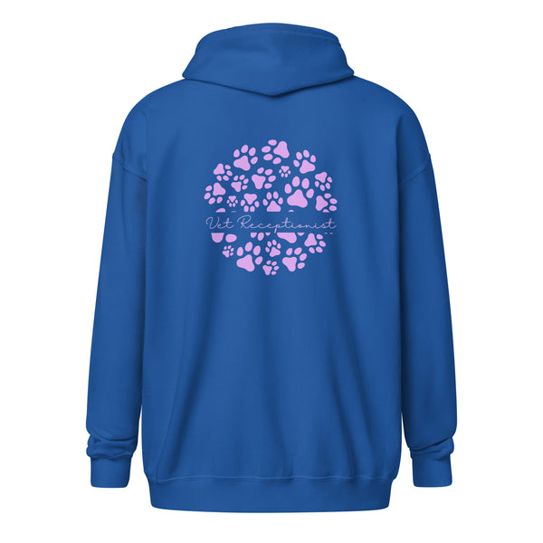 Vet Receptionist circle paws pattern Unisex Zip Hoodie-I love Veterinary