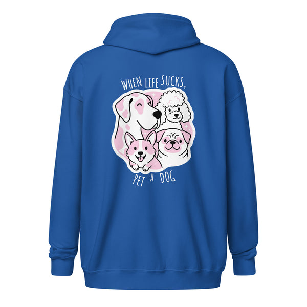 When life sucks pet a dog Unisex Zip Hoodie-I love Veterinary
