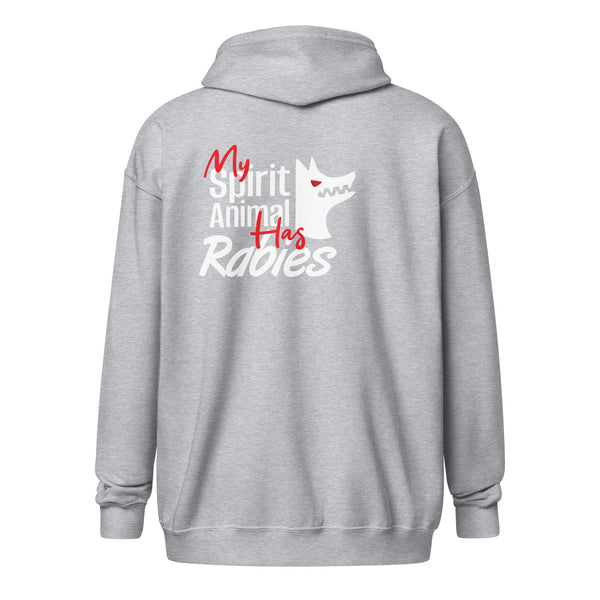 My spirit animal has rabies Unisex heavy blend zip hoodie-Unisex Zip Hoodie | Gildan 18600-I love Veterinary