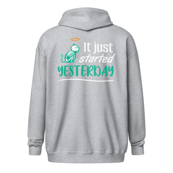 It just started yesterday Unisex heavy blend zip hoodie-Unisex Zip Hoodie | Gildan 18600-I love Veterinary