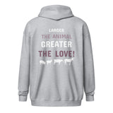 Larger the animal- Greater the love! Unisex Zip Hoodie-Unisex Zip Hoodie | Gildan 18600-I love Veterinary