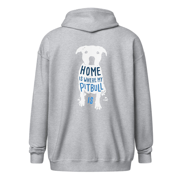 Home is where my Pitbull is Unisex Zip Hoodie-Unisex Zip Hoodie | Gildan 18600-I love Veterinary