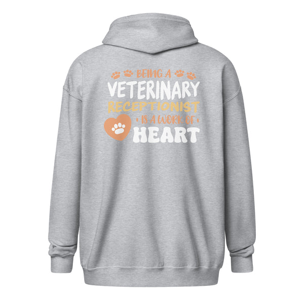 Veterinary receptionist work of heart Zip Hoodie-I love Veterinary