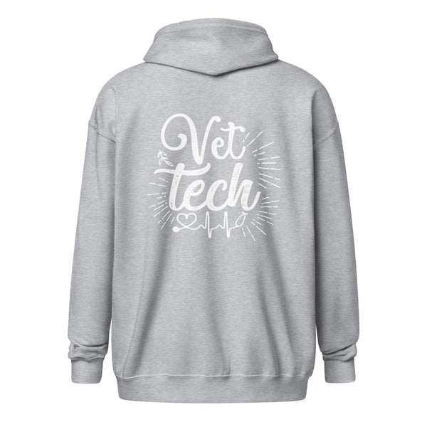 Vet Tech Stethoscope Pulse Unisex Zip Hoodie-I love Veterinary