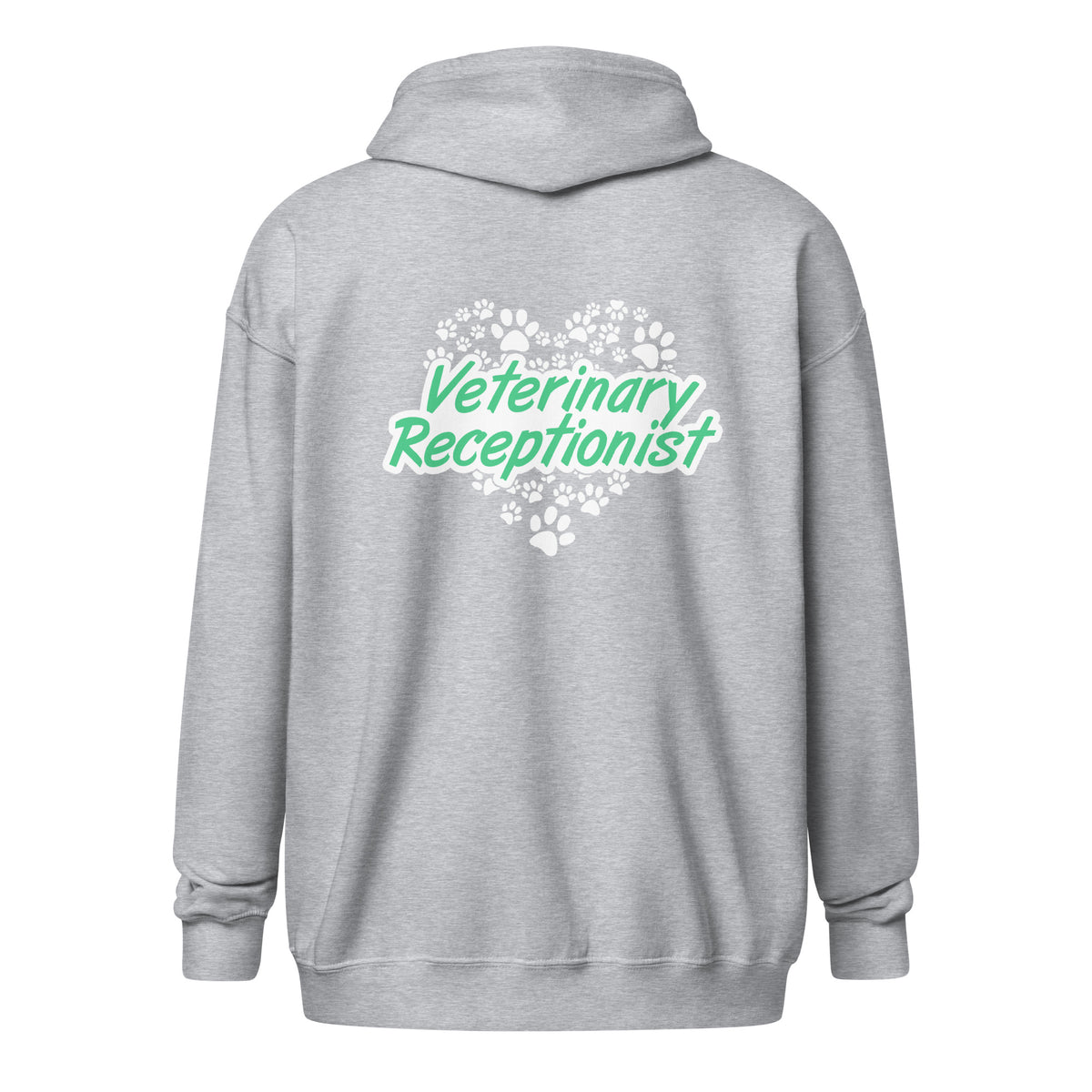 Veterinary Receptionist Heart Paws Unisex Zip Hoodie-I love Veterinary