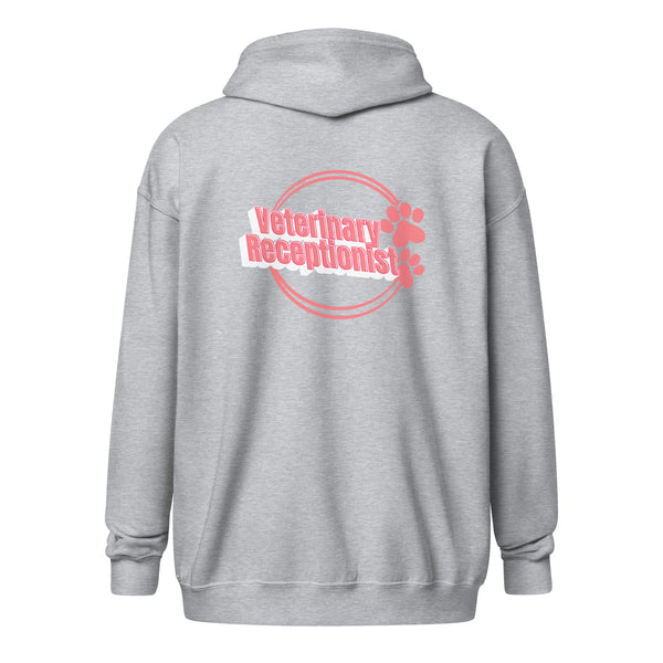 Vet Receptionist circle two paws Unisex Zip Hoodie-I love Veterinary