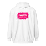World's best veterinary receptionist color splash Unisex Zip Hoodie-I love Veterinary