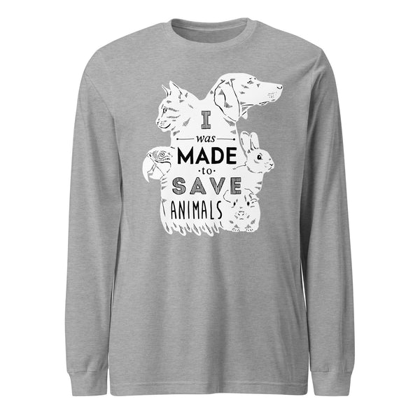 I was made to save animals Unisex Long Sleeve Tee-Unisex Long Sleeve Shirt | Bella + Canvas 3501-I love Veterinary