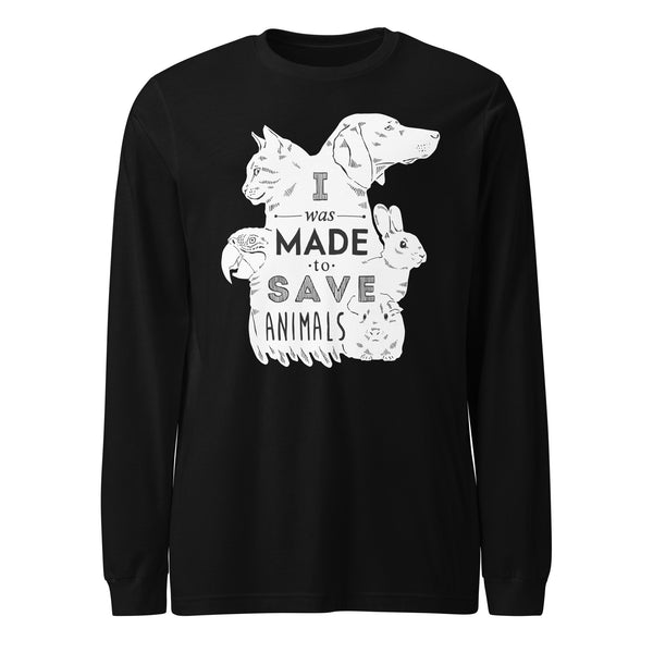 I was made to save animals Unisex Long Sleeve Tee-Unisex Long Sleeve Shirt | Bella + Canvas 3501-I love Veterinary