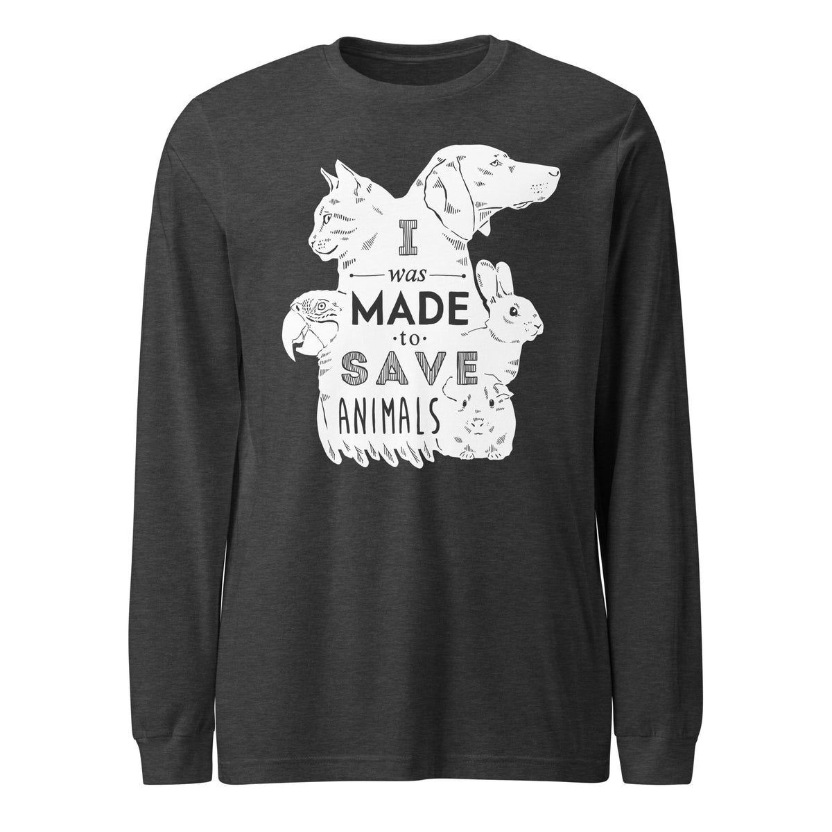 I was made to save animals Unisex Long Sleeve Tee-Unisex Long Sleeve Shirt | Bella + Canvas 3501-I love Veterinary