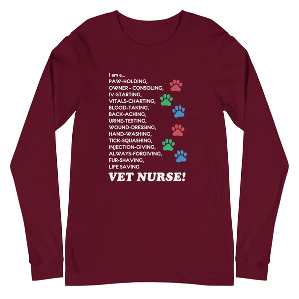 I am a... Vet nurse Unisex Long Sleeve Tee-Unisex Long Sleeve Shirt | Bella + Canvas 3501-I love Veterinary