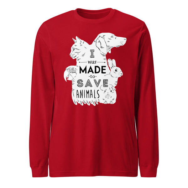 I was made to save animals Unisex Long Sleeve Tee-Unisex Long Sleeve Shirt | Bella + Canvas 3501-I love Veterinary