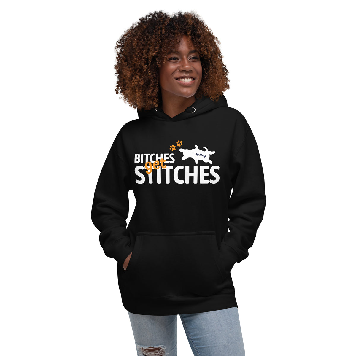 Bitches get stitches Unisex Premium Hoodie-Premium Unisex Hoodie-I love Veterinary