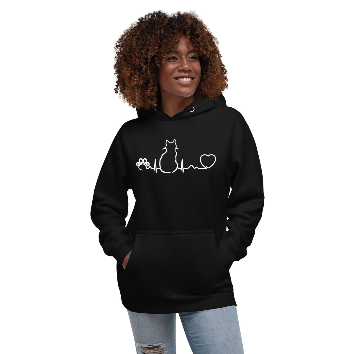 NOMV Cat Pulse Unisex Premium Hoodie-NOMV-I love Veterinary