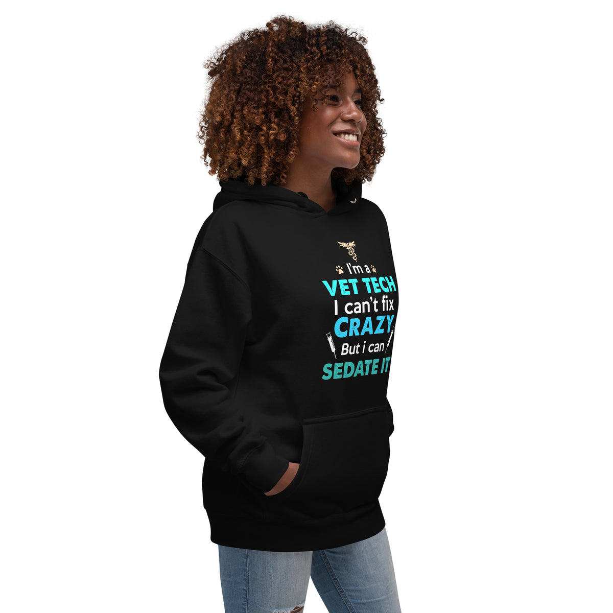 NOMV Vet Tech Can't fix crazy Unisex Premium Hoodie-Premium Unisex Hoodie-I love Veterinary