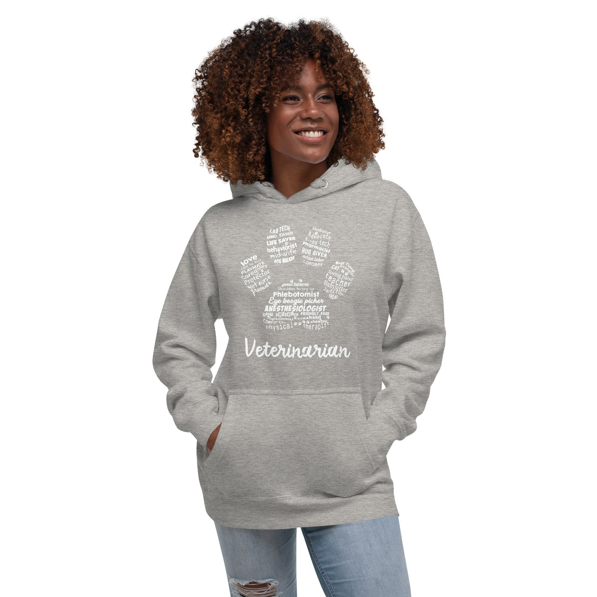 Veterinarian Paw Print Unisex Premium Hoodie-Premium Unisex Hoodie-I love Veterinary