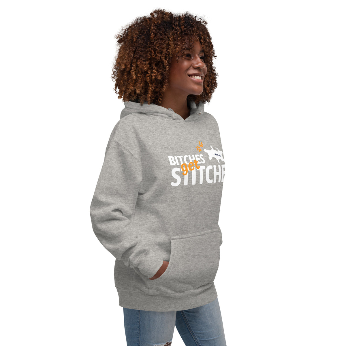 Bitches get stitches Unisex Premium Hoodie-Premium Unisex Hoodie-I love Veterinary