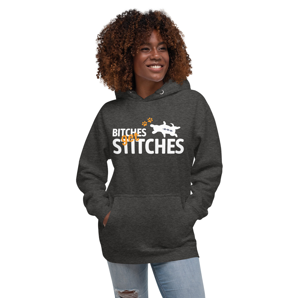 Bitches get stitches Unisex Premium Hoodie-Premium Unisex Hoodie-I love Veterinary