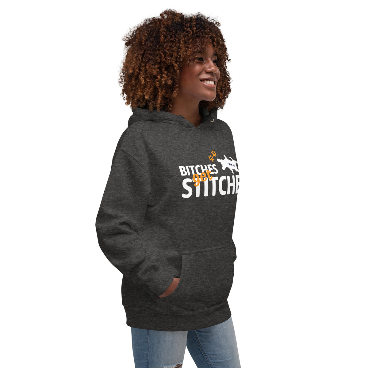 Bitches get stitches Unisex Premium Hoodie-Premium Unisex Hoodie-I love Veterinary