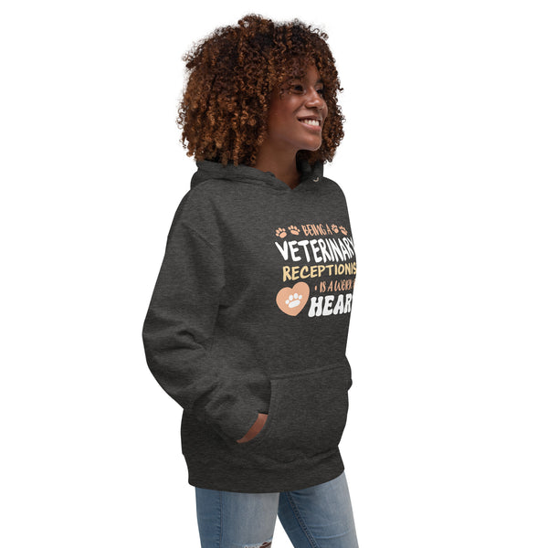 Veterinary receptionist work of heart Women's Premium Hoodie-I love Veterinary