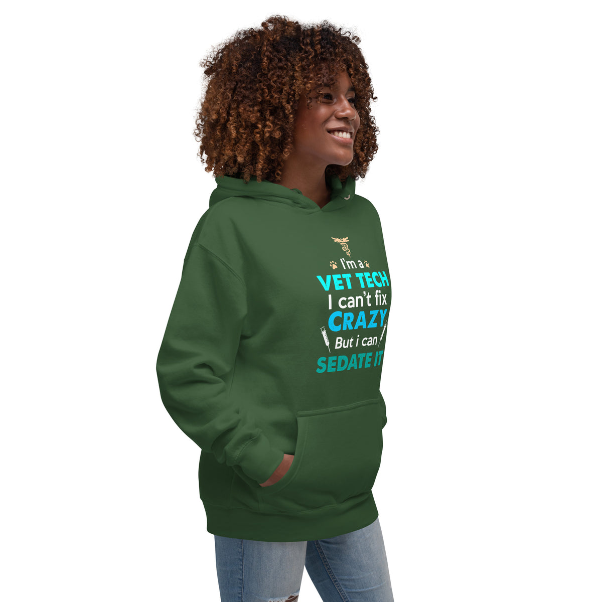 NOMV Vet Tech Can't fix crazy Unisex Premium Hoodie-Premium Unisex Hoodie-I love Veterinary